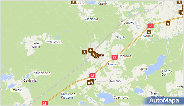 mapa Kaliska powiat starogardzki, Kaliska powiat starogardzki na mapie Targeo