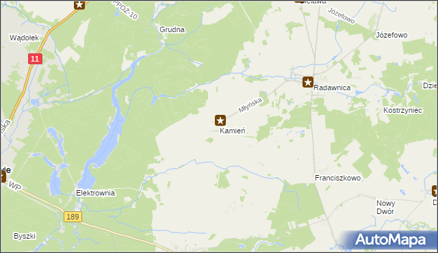 mapa Kamień gmina Złotów, Kamień gmina Złotów na mapie Targeo