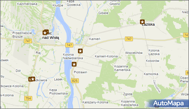 mapa Kamień-Kolonia gmina Łaziska, Kamień-Kolonia gmina Łaziska na mapie Targeo