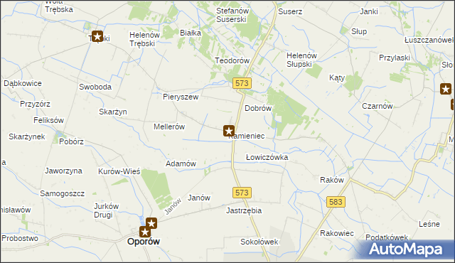 mapa Kamieniec gmina Szczawin Kościelny, Kamieniec gmina Szczawin Kościelny na mapie Targeo