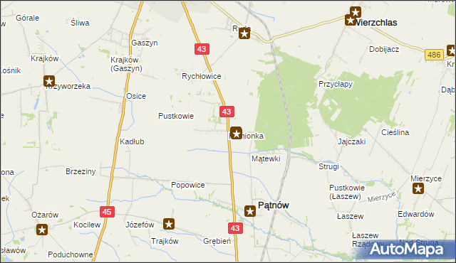 mapa Kamionka gmina Pątnów, Kamionka gmina Pątnów na mapie Targeo