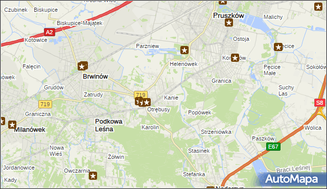 mapa Kanie gmina Brwinów, Kanie gmina Brwinów na mapie Targeo