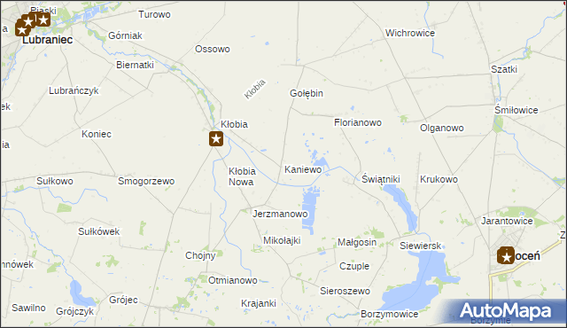 mapa Kaniewo gmina Boniewo, Kaniewo gmina Boniewo na mapie Targeo