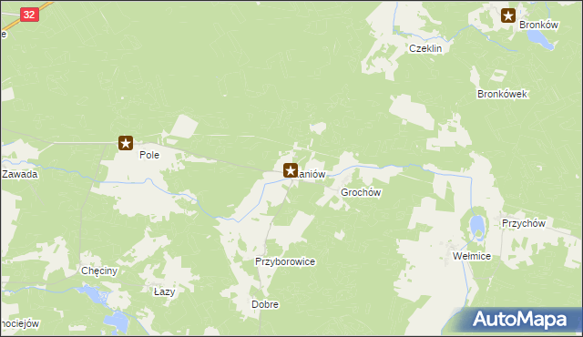 mapa Kaniów gmina Gubin, Kaniów gmina Gubin na mapie Targeo