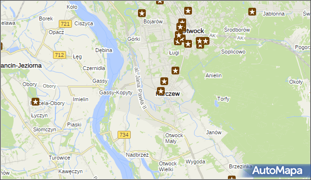 mapa Karczew powiat otwocki, Karczew powiat otwocki na mapie Targeo