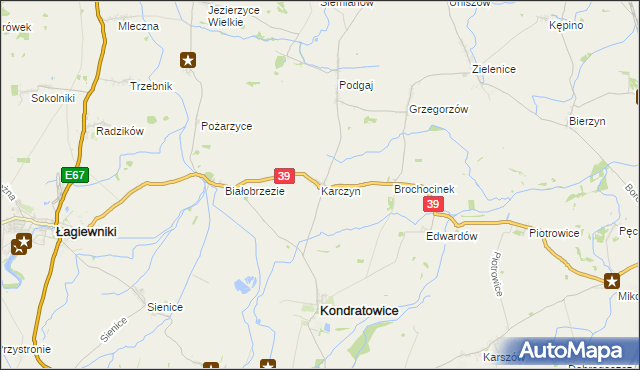 mapa Karczyn gmina Kondratowice, Karczyn gmina Kondratowice na mapie Targeo