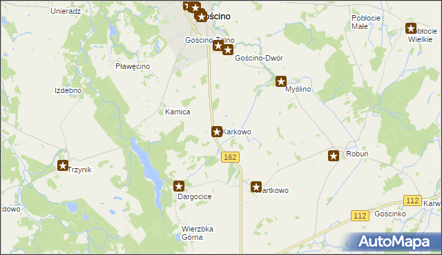 mapa Karkowo gmina Gościno, Karkowo gmina Gościno na mapie Targeo