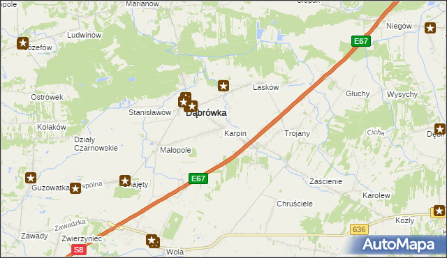 mapa Karpin gmina Dąbrówka, Karpin gmina Dąbrówka na mapie Targeo