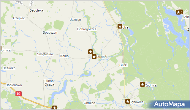 mapa Karsibór gmina Wałcz, Karsibór gmina Wałcz na mapie Targeo