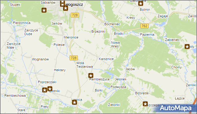 mapa Karsznice gmina Małogoszcz, Karsznice gmina Małogoszcz na mapie Targeo