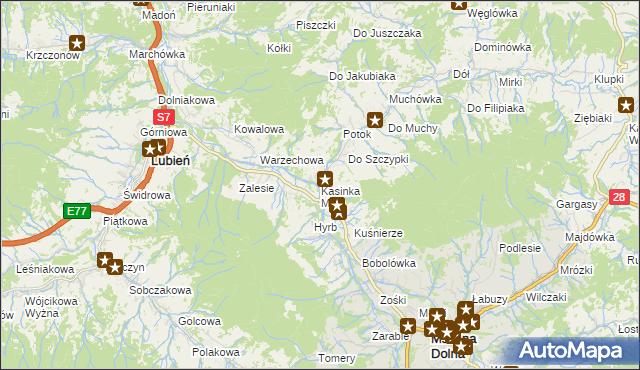 mapa Kasinka Mała, Kasinka Mała na mapie Targeo