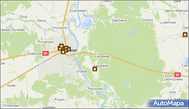 mapa Kaszewiec gmina Goworowo, Kaszewiec gmina Goworowo na mapie Targeo