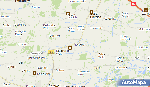 mapa Kaszów gmina Stara Błotnica, Kaszów gmina Stara Błotnica na mapie Targeo