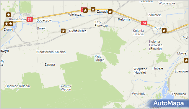 mapa Kąty Drugie, Kąty Drugie na mapie Targeo