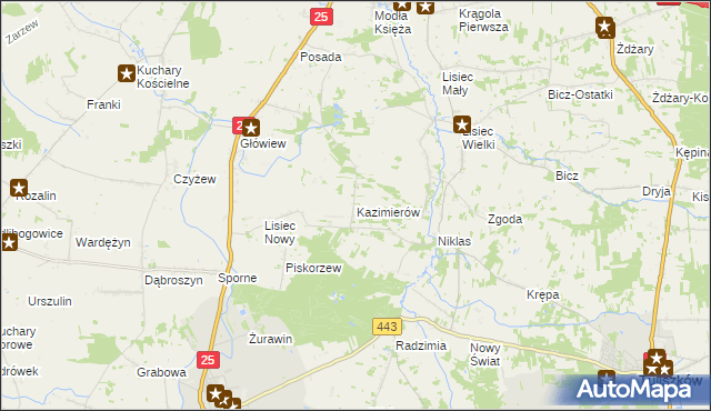 mapa Kazimierów gmina Stare Miasto, Kazimierów gmina Stare Miasto na mapie Targeo