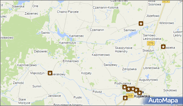 mapa Kazimierowo gmina Izbica Kujawska, Kazimierowo gmina Izbica Kujawska na mapie Targeo