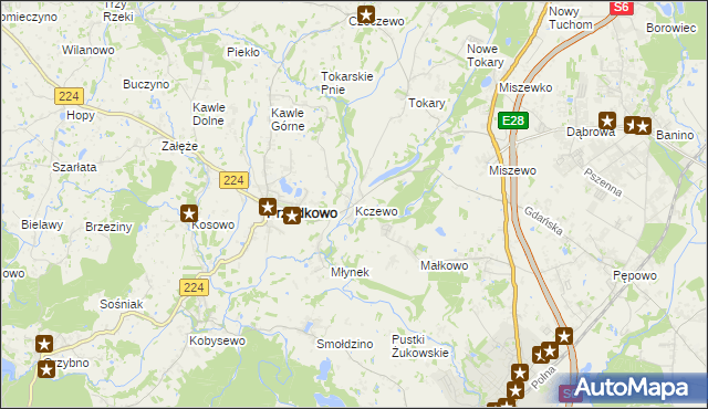 mapa Kczewo gmina Przodkowo, Kczewo gmina Przodkowo na mapie Targeo