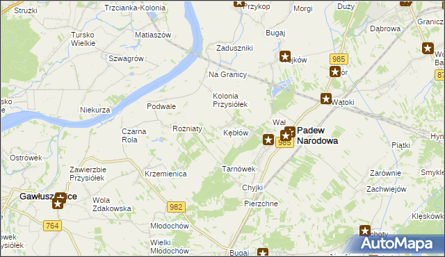 mapa Kębłów gmina Padew Narodowa, Kębłów gmina Padew Narodowa na mapie Targeo