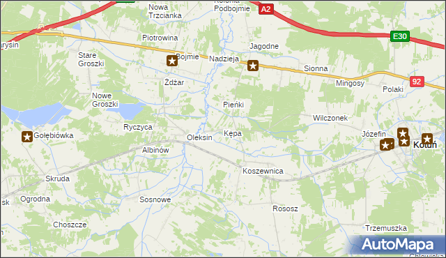 mapa Kępa gmina Kotuń, Kępa gmina Kotuń na mapie Targeo