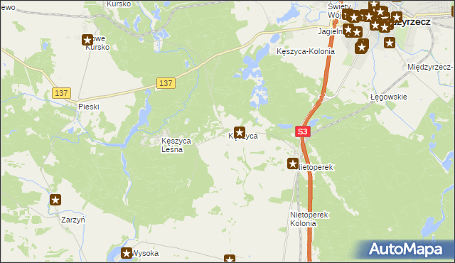 mapa Kęszyca, Kęszyca na mapie Targeo