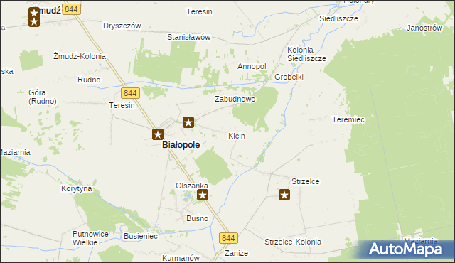 mapa Kicin gmina Białopole, Kicin gmina Białopole na mapie Targeo