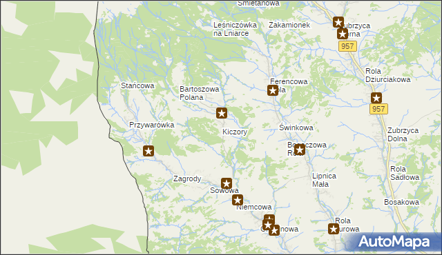 mapa Kiczory, Kiczory na mapie Targeo