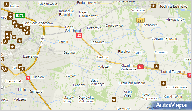 mapa Kiedrzyn gmina Gózd, Kiedrzyn gmina Gózd na mapie Targeo