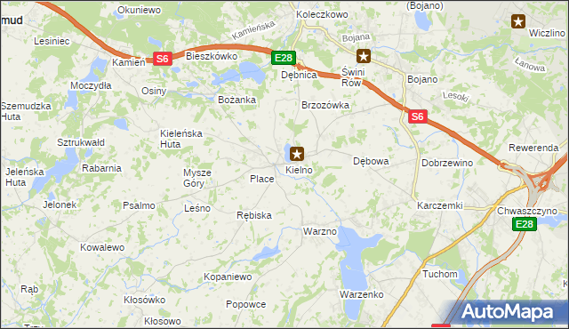 mapa Kielno gmina Szemud, Kielno gmina Szemud na mapie Targeo