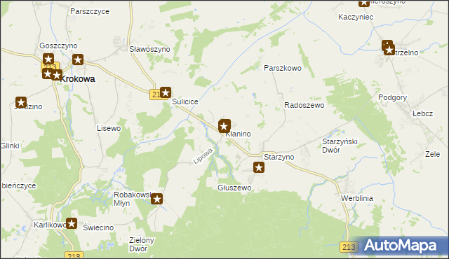 mapa Kłanino gmina Krokowa, Kłanino gmina Krokowa na mapie Targeo