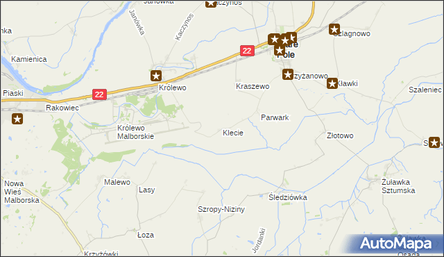 mapa Klecie gmina Stare Pole, Klecie gmina Stare Pole na mapie Targeo