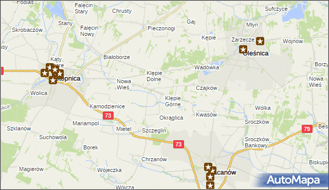 mapa Klępie Górne, Klępie Górne na mapie Targeo