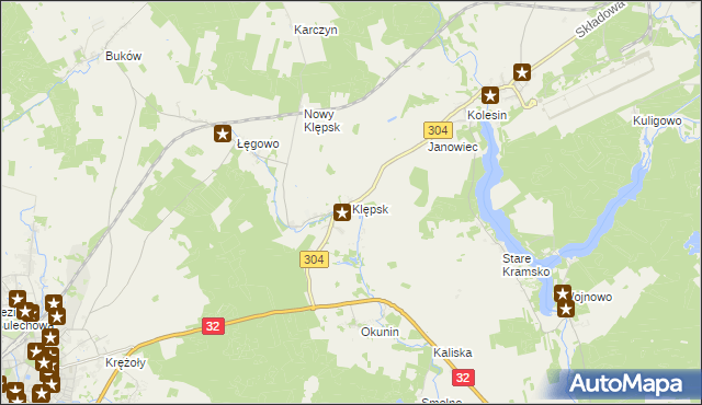 mapa Klępsk, Klępsk na mapie Targeo