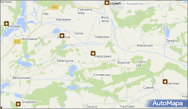 mapa Kleszczewo gmina Osieczna, Kleszczewo gmina Osieczna na mapie Targeo