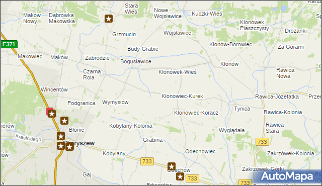 mapa Kłonowiec-Kurek, Kłonowiec-Kurek na mapie Targeo