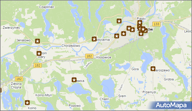 mapa Kłosowice gmina Sieraków, Kłosowice gmina Sieraków na mapie Targeo