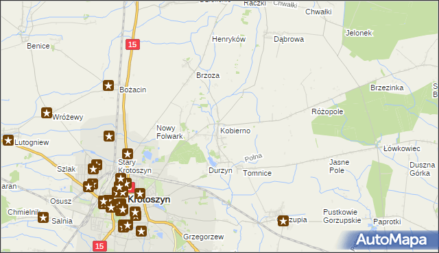 mapa Kobierno gmina Krotoszyn, Kobierno gmina Krotoszyn na mapie Targeo