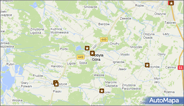 mapa Kobyla Góra powiat ostrzeszowski, Kobyla Góra powiat ostrzeszowski na mapie Targeo