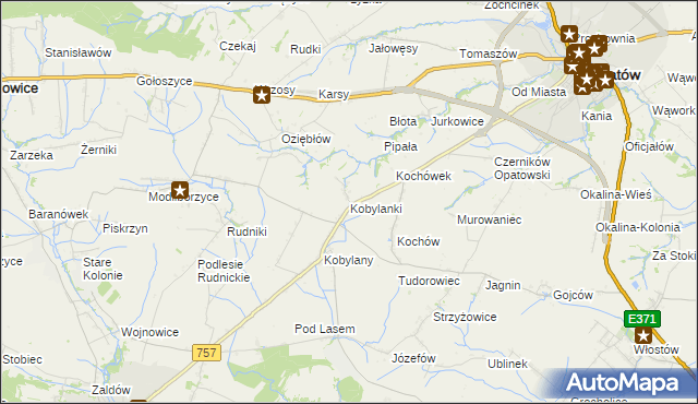 mapa Kobylanki gmina Opatów, Kobylanki gmina Opatów na mapie Targeo