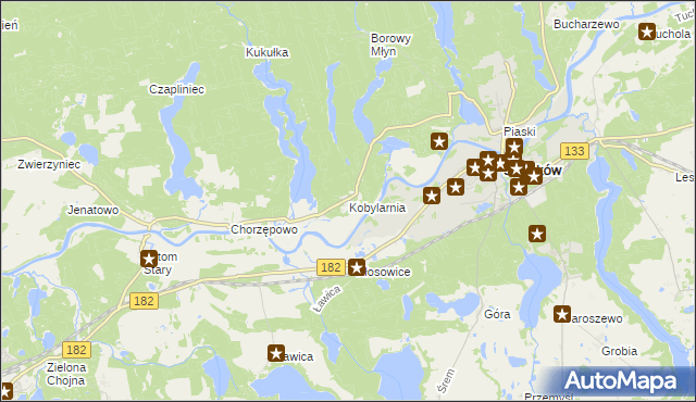 mapa Kobylarnia gmina Sieraków, Kobylarnia gmina Sieraków na mapie Targeo