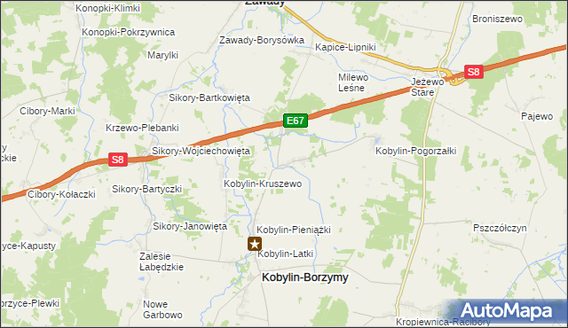 mapa Kobylin-Cieszymy, Kobylin-Cieszymy na mapie Targeo