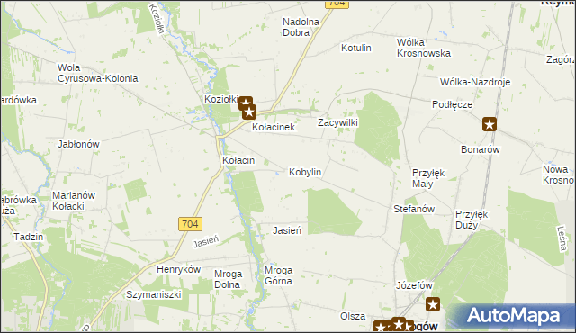 mapa Kobylin gmina Rogów, Kobylin gmina Rogów na mapie Targeo