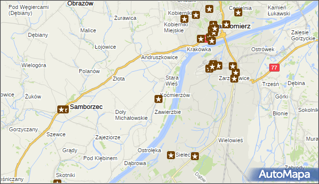 mapa Koćmierzów, Koćmierzów na mapie Targeo