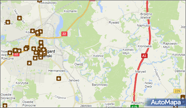 mapa Kolincz, Kolincz na mapie Targeo