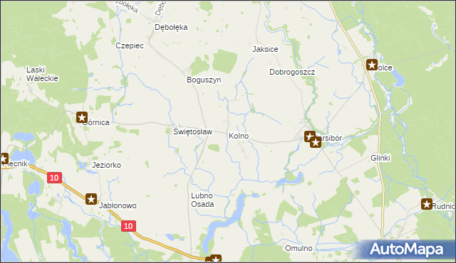mapa Kolno gmina Wałcz, Kolno gmina Wałcz na mapie Targeo