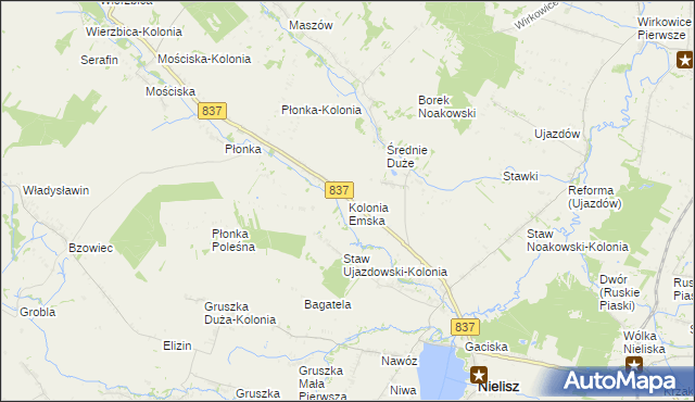 mapa Kolonia Emska, Kolonia Emska na mapie Targeo