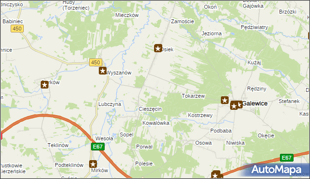 mapa Kolonia Osiek gmina Galewice, Kolonia Osiek gmina Galewice na mapie Targeo