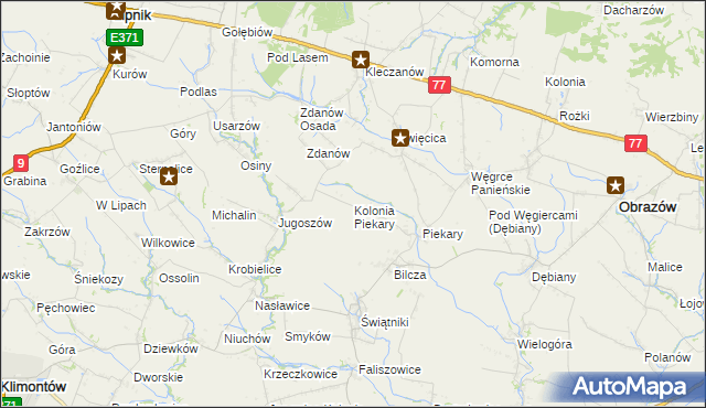 mapa Kolonia Piekary, Kolonia Piekary na mapie Targeo