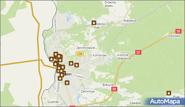 mapa Komorów gmina Gubin, Komorów gmina Gubin na mapie Targeo