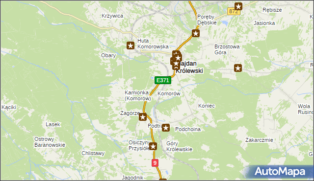 mapa Komorów gmina Majdan Królewski, Komorów gmina Majdan Królewski na mapie Targeo