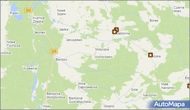mapa Komorówko gmina Rakoniewice, Komorówko gmina Rakoniewice na mapie Targeo